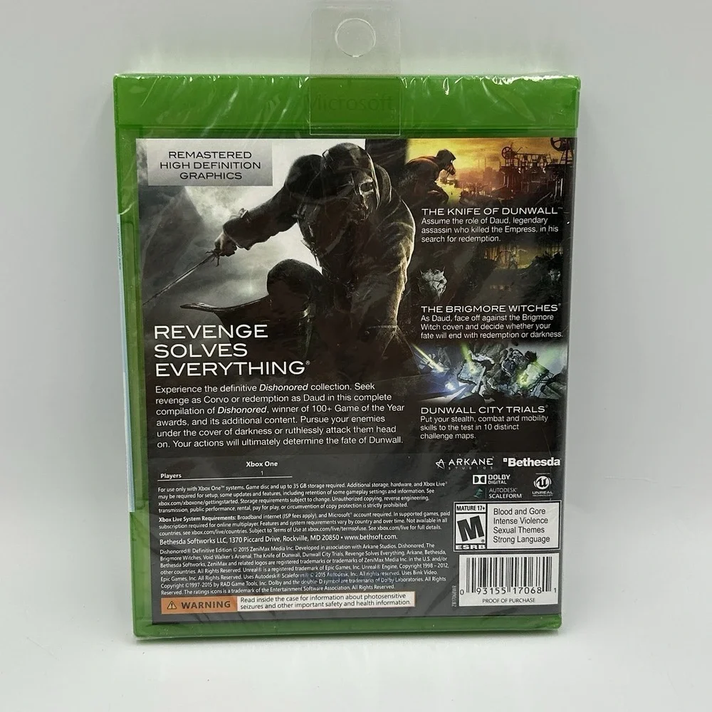 Dishonored -‎ Definitive Edition - Microsoft Xbox One NEW FACTORY SEALED